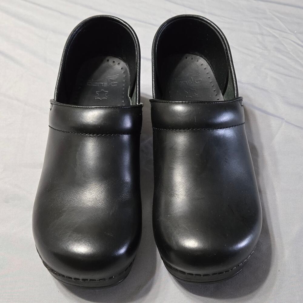 Dansko Sz 41  Women's Professional Black Leather Clogs Mules Shoes